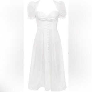 Belle Poque Vintage Puff Sleeve Dress in White